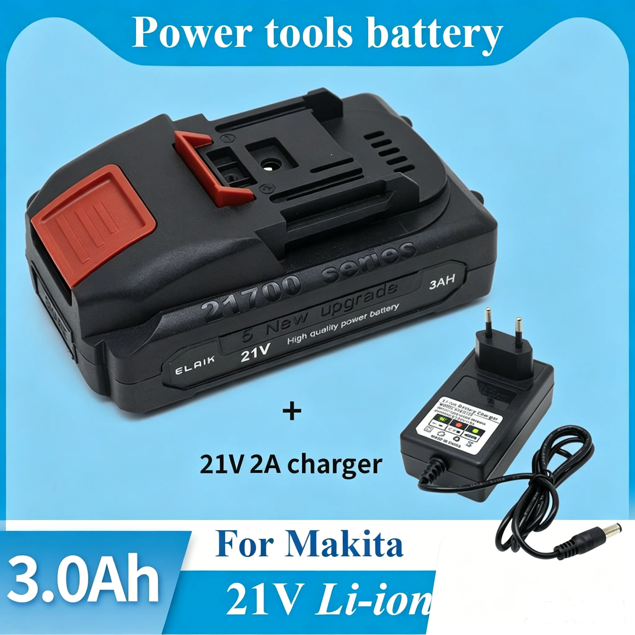 21V 3Ah Rechargeable Battery Compatible with 18V Makita Power Tools Lithium-ion 21700 Cell for Home Improvement