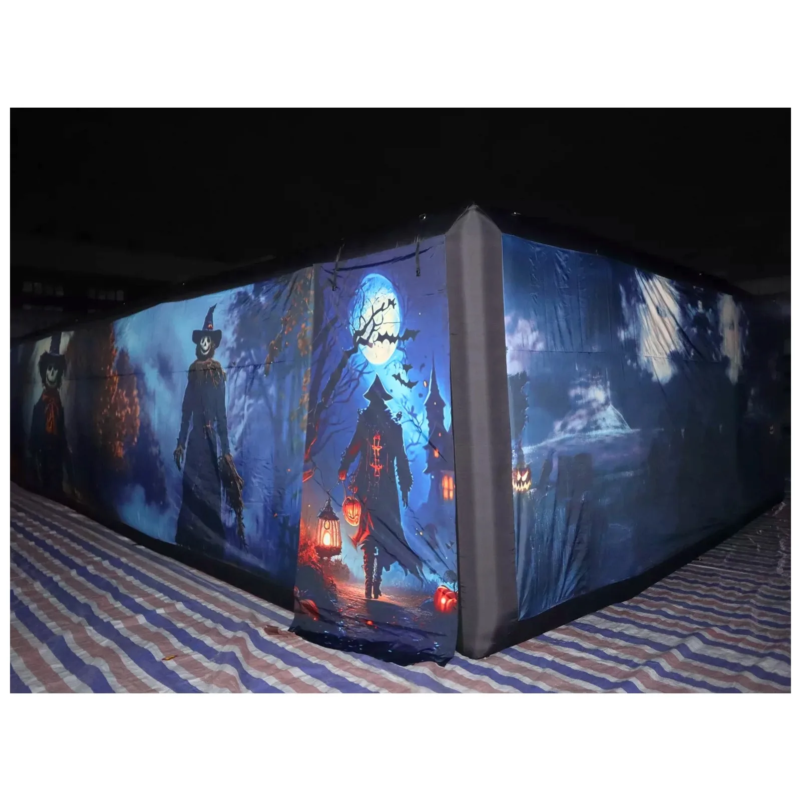 Large Blue Scarecrow Covered Inflatable Maze 5.8X12m 19X39ft with Blower Rental Challenge Commercial Party Events Outdoor Fun