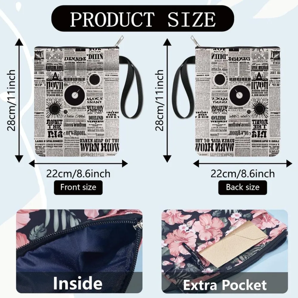 Newspaper Book Covers Retro Book Protector Book Sleeve for Paperbacks Washable Fabric Cloth Book Cover with Zipper and Sleeve