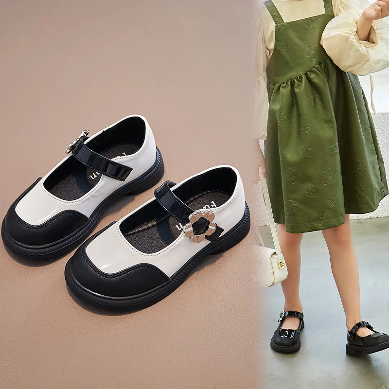 

2026 Princess Girl PU Shoe Kids Mary Jane Flats for Student Black School Platform Baby Toddler Footwear 23-35