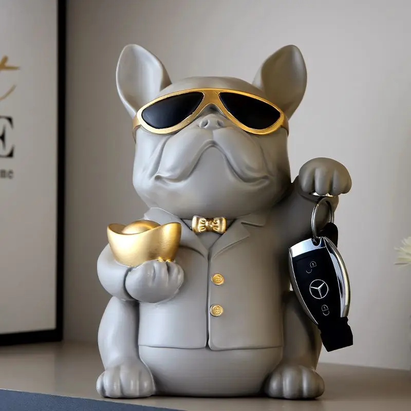 

Premium Cute Modern French Bulldog Key Holder Piggy Bank Entryway Living Room Exquisite Home Decor Fashion Ornament