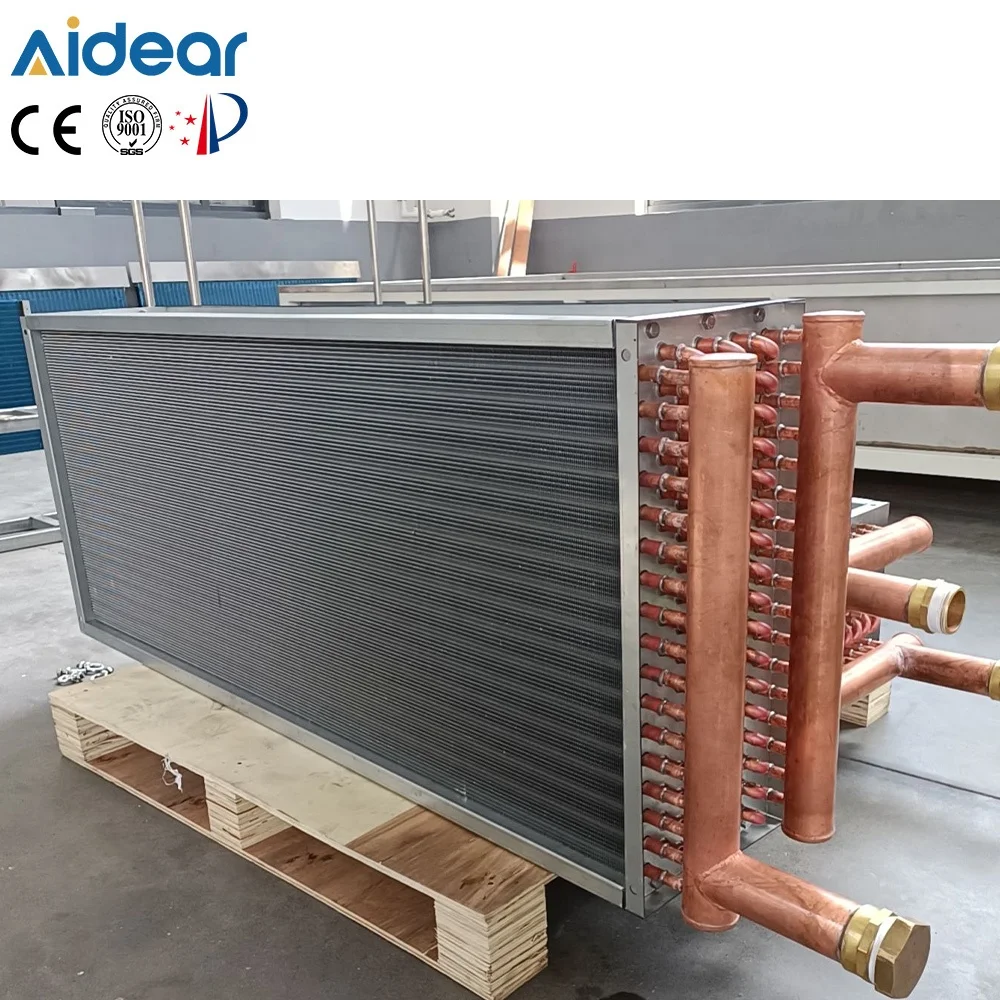Aidear Copper Tube Aluminum Fin Water-Cooled Condenser Coil Tube Fin Heat Exchanger for Refrigeration