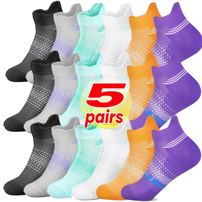1/5pairs Fitness Ankle Sport Socks Man Woman Mesh Breathable Quick-Drying Running Outdoor Cycling Travel High Elastic Soft Socks