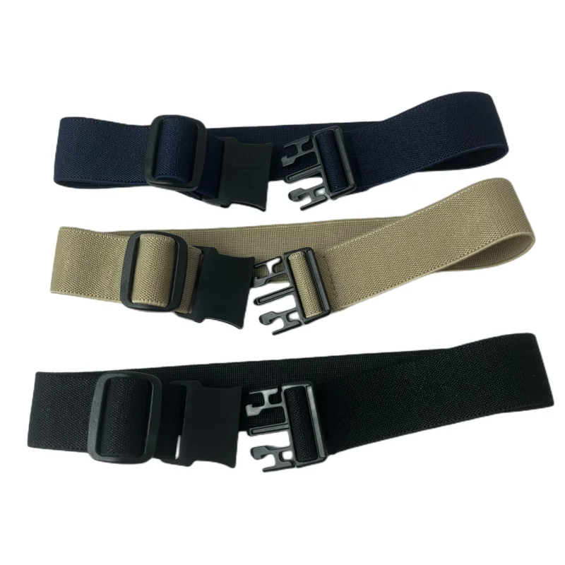 

Unisex 2 Pack 2 loop Invisible Pants Adjuster Plastic buckle No Show Jacquard Elastic Belt