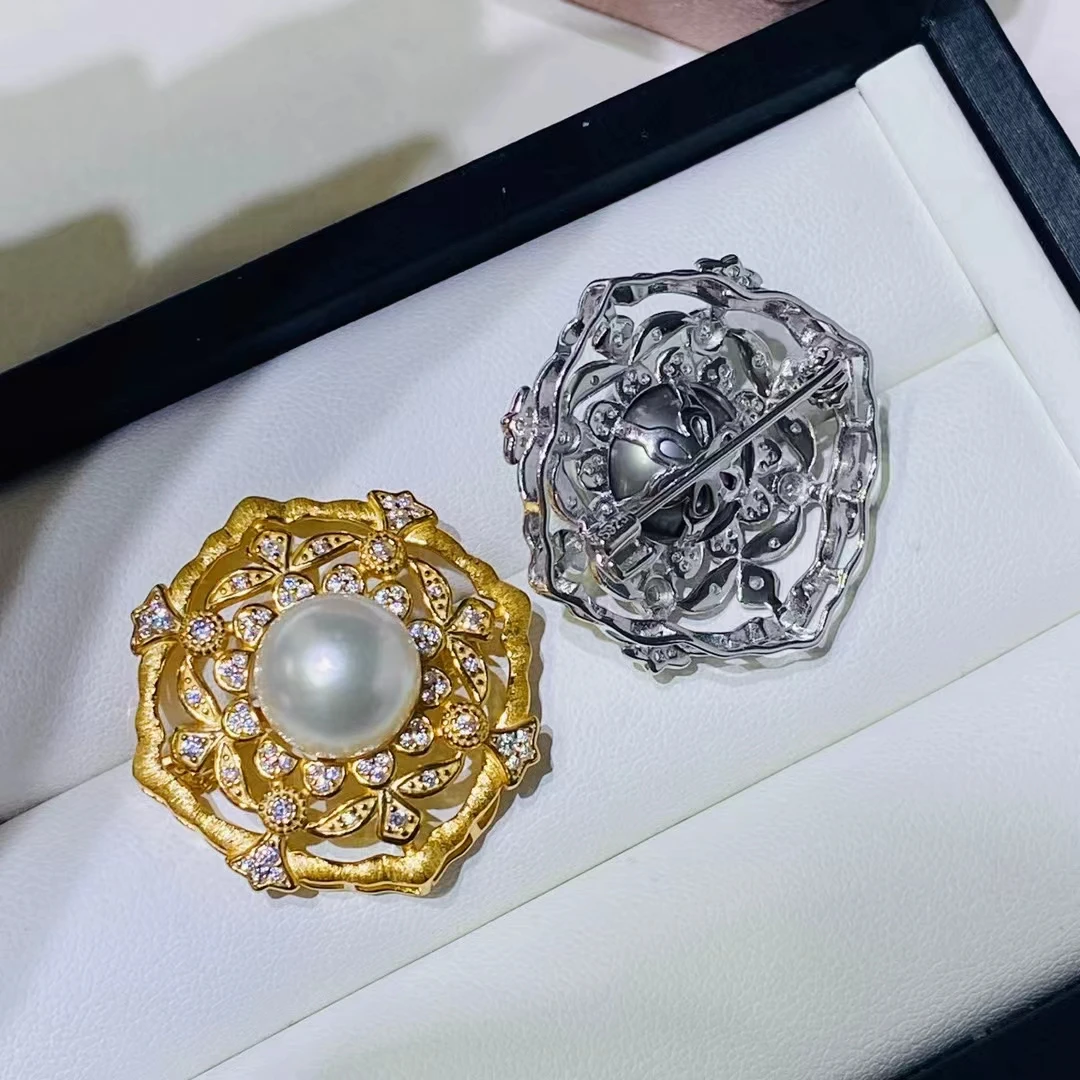 

Брошь из стерлингового серебра 925 пробы, подвеска, крепления, фурнитура, детали, аксессуары для жемчуга 11-12 мм, бусины, 5 шт./лот