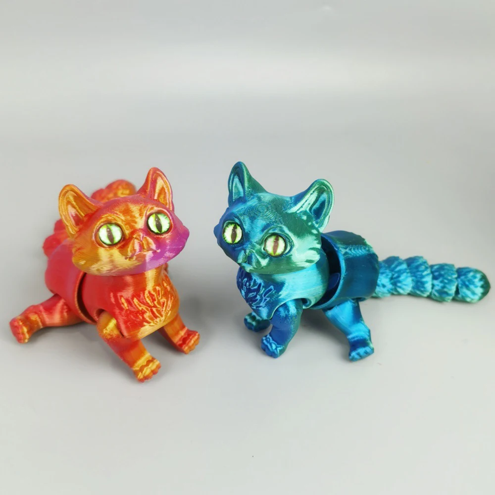 Juguetes impresos en 3D para niños, modelo de gato, figuras móviles de Múltiples articulaciones, adorno de animales, creatividad decorativa, escritorio, regalos novedosos, juguete de bolsillo