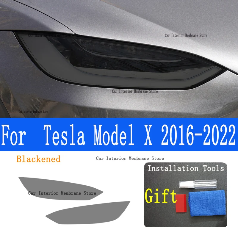 For  Tesla Model X 2016-2022 Car Exterior Headlight Anti-scratch Front Lamp Tint TPU Protective Film Accessories Sticker 