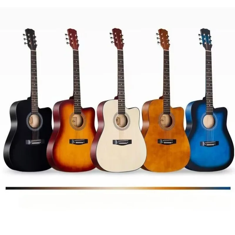 

38 41 Inch Coffee Acoustic Guitar Beginner Kit, Basswood Panel with Matte Finish Acoustic Guitar for Beginners