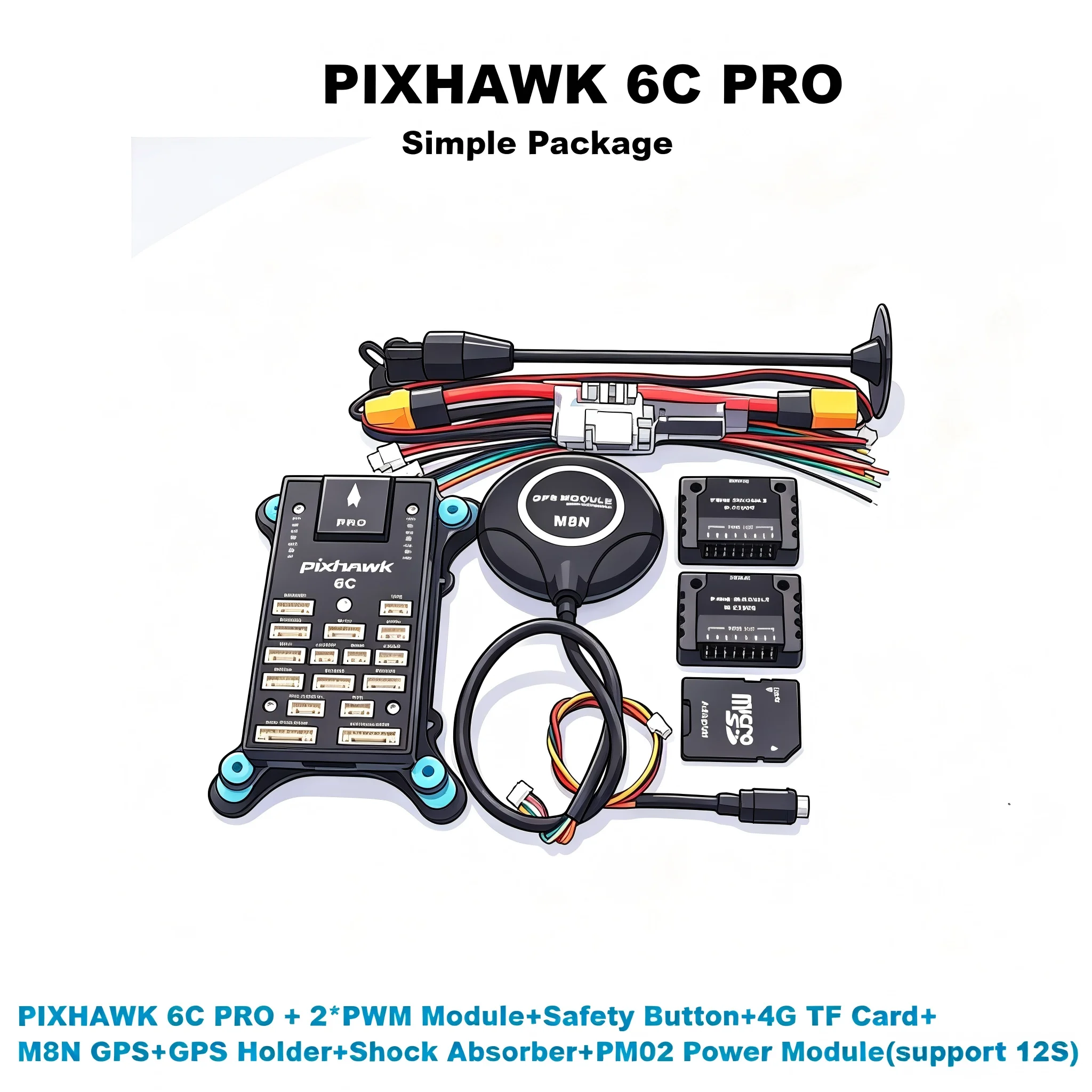 Angeltoy Pixhawk 6C PRO FMUV6C Ardupilot PIX 32 Bit Flight Controller Autopilot with 4G SD Safety Built-in Buzzer M8N GPS