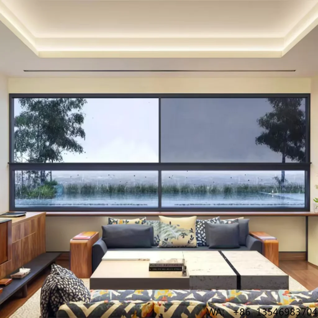 Energy Saving 5+14Ar Aluminum Alloy Frame Narrow Horizontal Sliding Window Hidden Drainage Anti-Theft Design for Kitchen Use