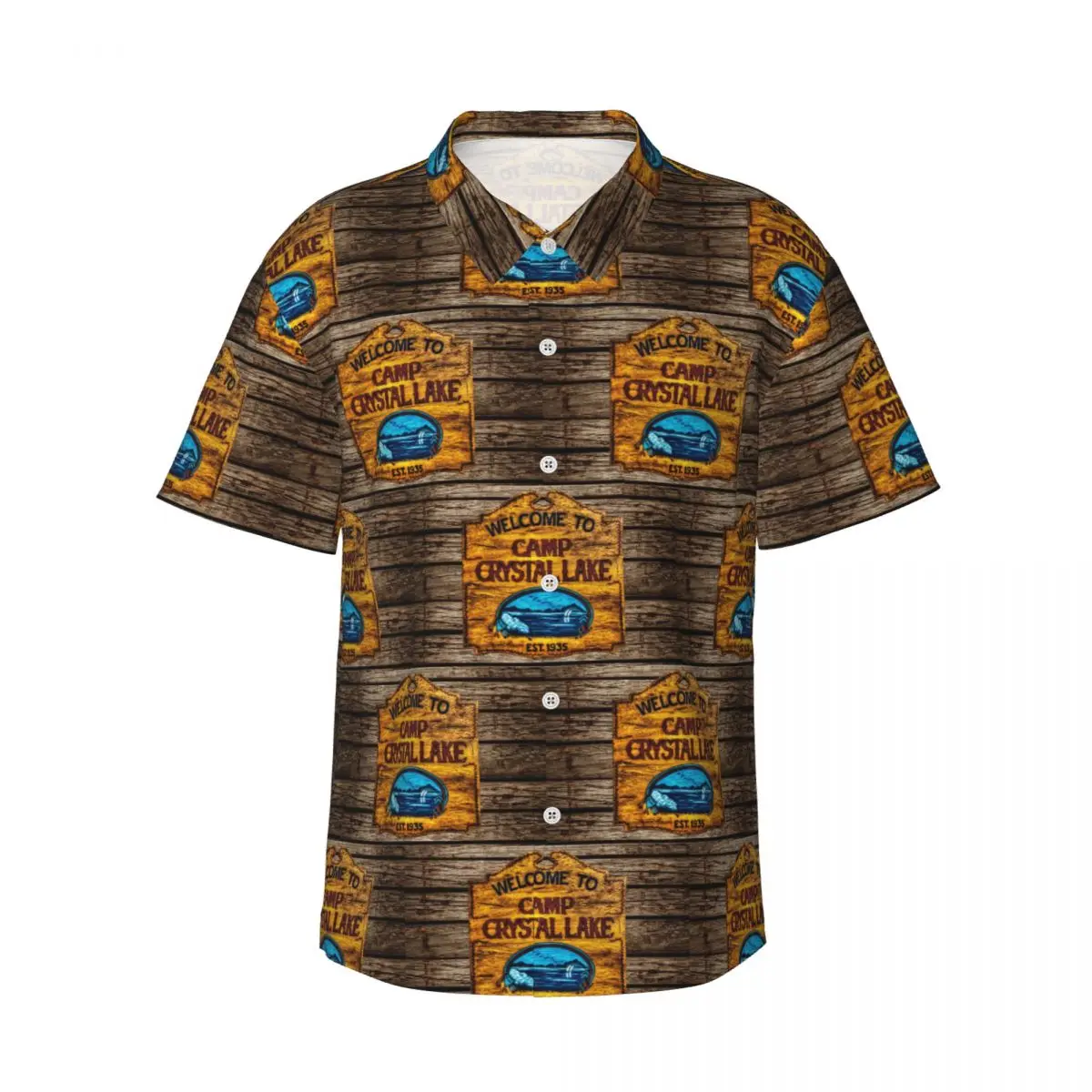 

Camp Crystal Lake Men's Shirts Hawaiian Short Sleeve Shirt Fashion Button Tops for Summer Beach