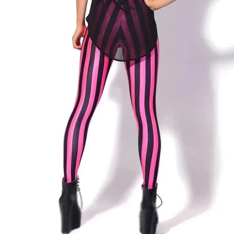 Women stripe leggings slim skinny leggings white black red rose yellow striped spring summer running gym stretchy pants trousers