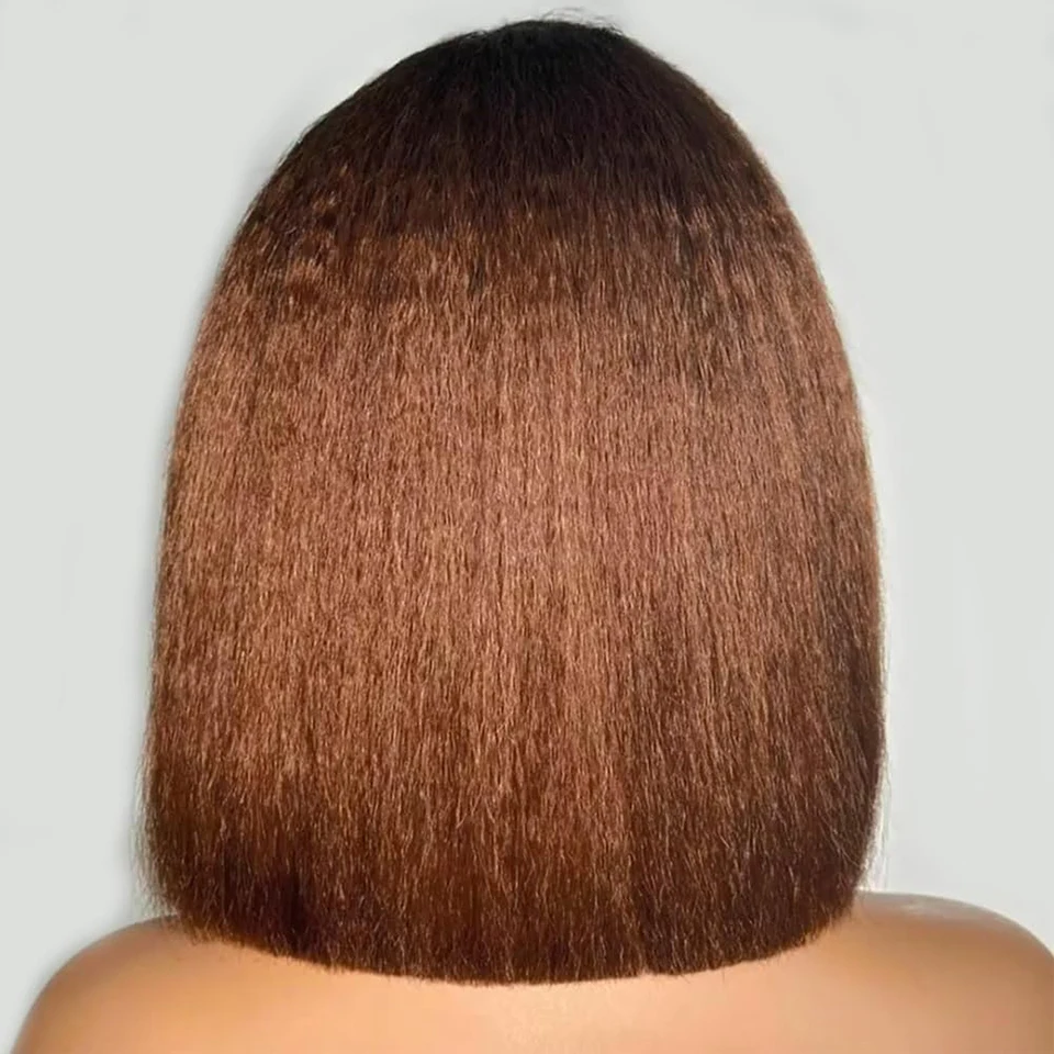 Ombre braun verworrene gerade kurze Bob Perücke Echthaar Perücken Yaki gerade 13x4 Spitze Front Perücken Frauen brasilia nische Jungfrau Perücken zum Verkauf