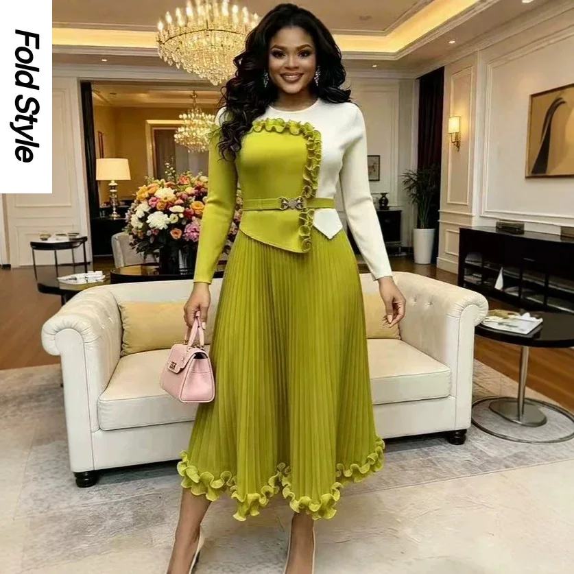 

Новое женское платье Miyake 2026: модное, элегантное, свободного кроя, с металлической пряжкой и драпировкой по талии