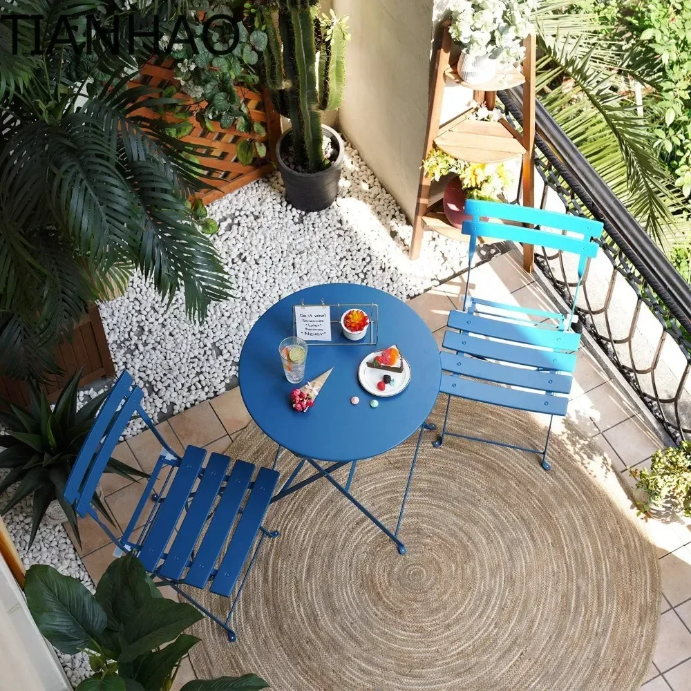 3-Piece Folding Bistro Set, 2 Chairs and 1 Table, Weather-Resistant Outdoor/Indoor Conversation Set for Patio, Yard