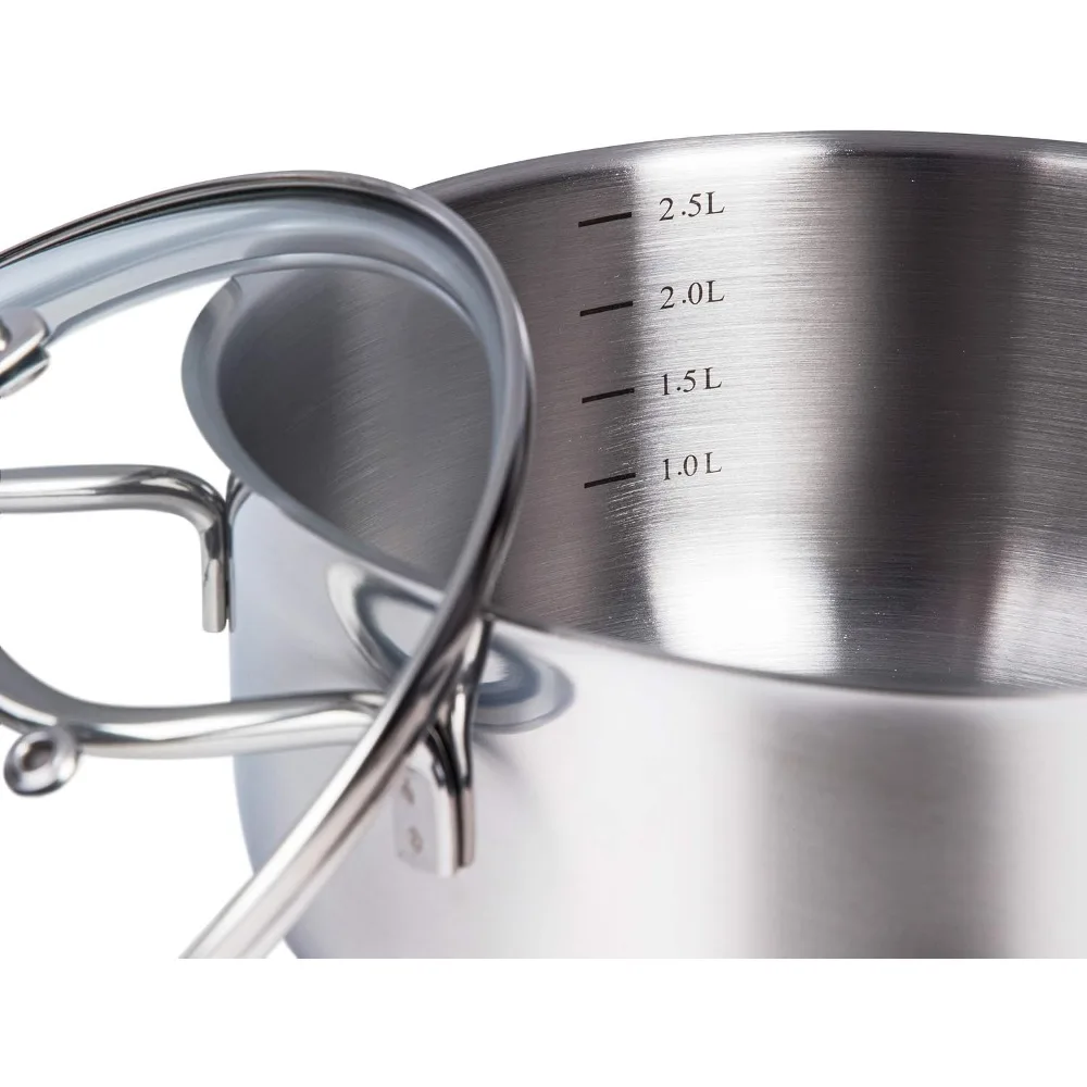 Набор индукционной посуды из нержавеющей стали от Karcher Jovita: кастрюли, сковороды и кастрюли из 10 предметов со стеклянными крышками