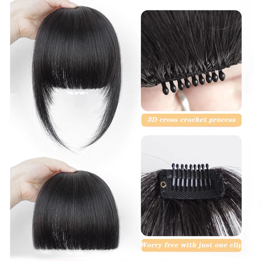 Synthetic Manga bangs sideburns one clip in hair extenstion short straight Hairpieces For Black Heat Resistant Fiber