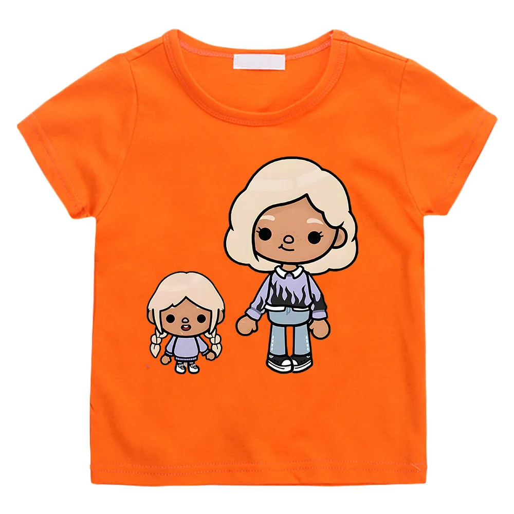 Toca Life World Kids T-shirts Kawaii/Cute 100% Cotton Tees Fashion Manga/Comic Short Sleeve Spring and Summer Tops Slight Strech