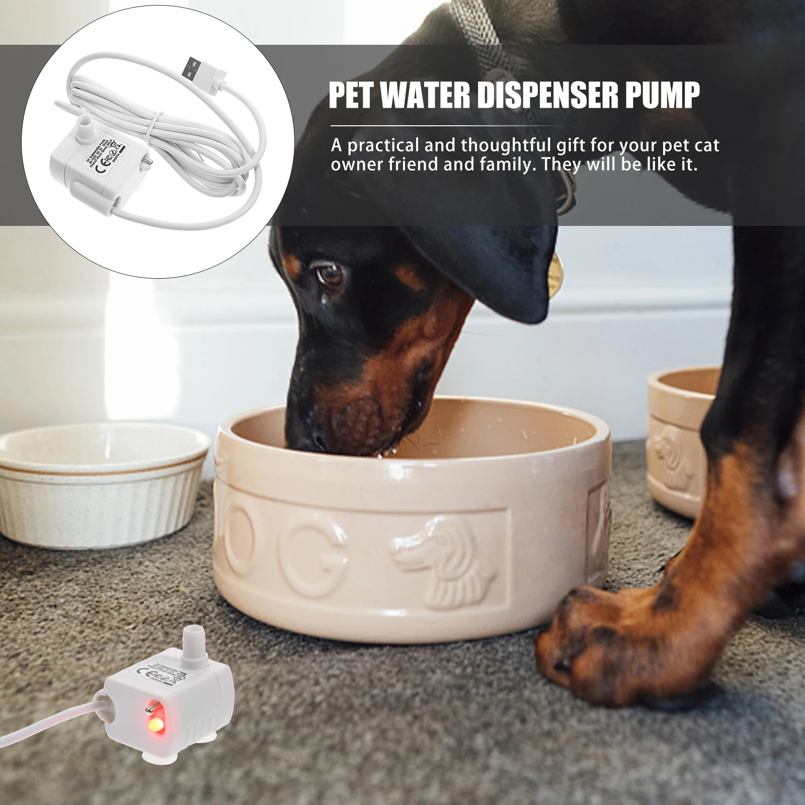 

Professional Pet Water Dispenser Pump USB Powered Submersible Quiet Durable Cat Fountain Pump Replacement for Pet Accessories