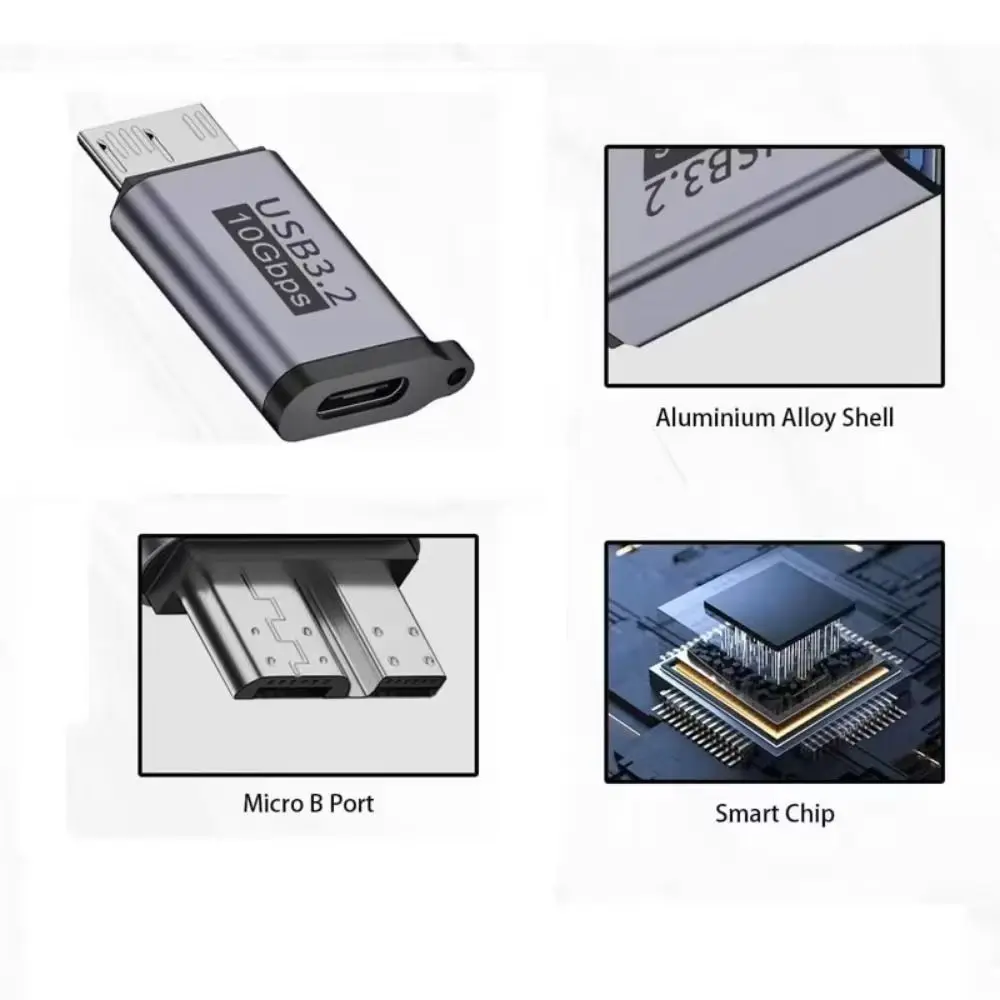 High Speed USB 3.0 Micro B Adapter USB 3.0 Standard Type-C Connector Data Transfer Adapter Micro B Interface Male To Female