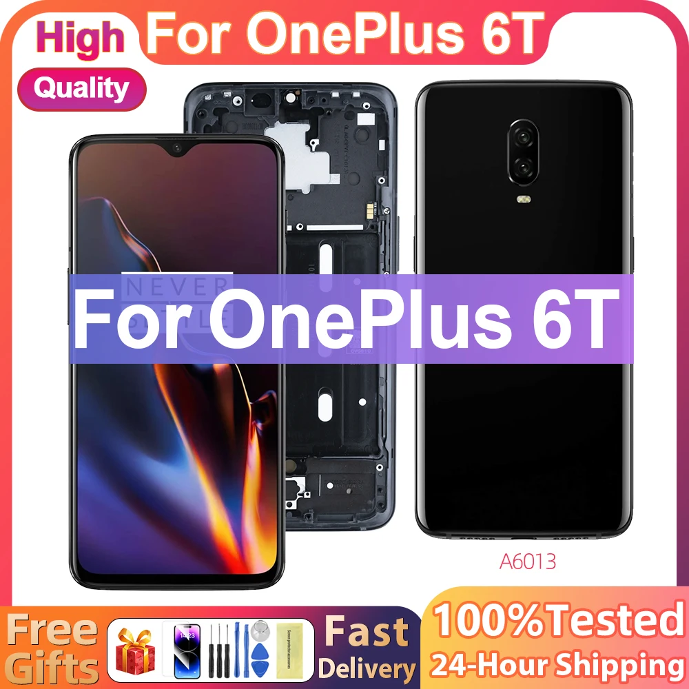 

6.41" New AMOLED LCD For OnePlus 6T LCD 1+6T Display Touch Screen Digitizer Assembly One Plus 6T A6010 A6013 Display Replacement