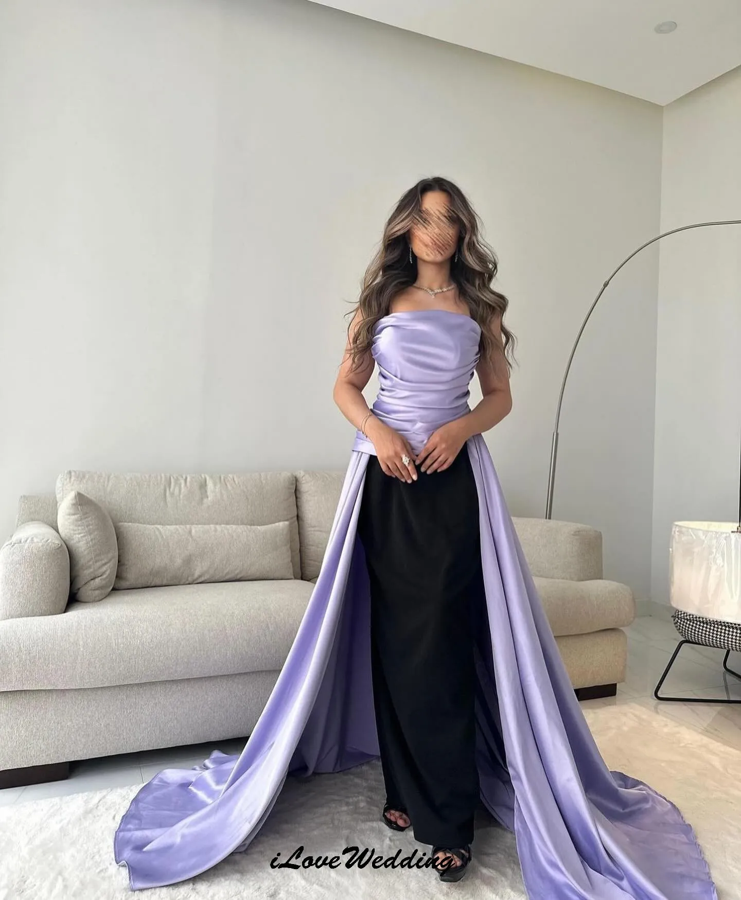 Elegant Purple Strapless Women Prom Dress 2025 Satin Ruched Sweep Train Party Dress For Women Sleeveless Formal Gowns Customized