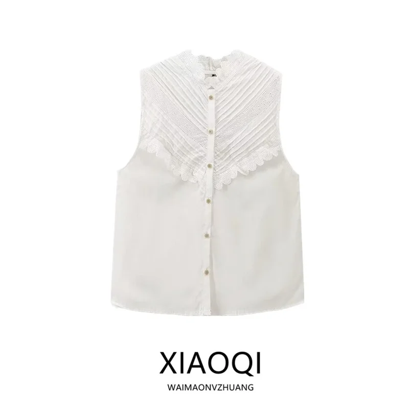 صيف 2024 تصميم نسائي متعدد الاستخدامات بقصة ضيقة بدون أكمام مزين بالدانتيل قطع مستقيمة طول عادي مادة أخرى 00% #5