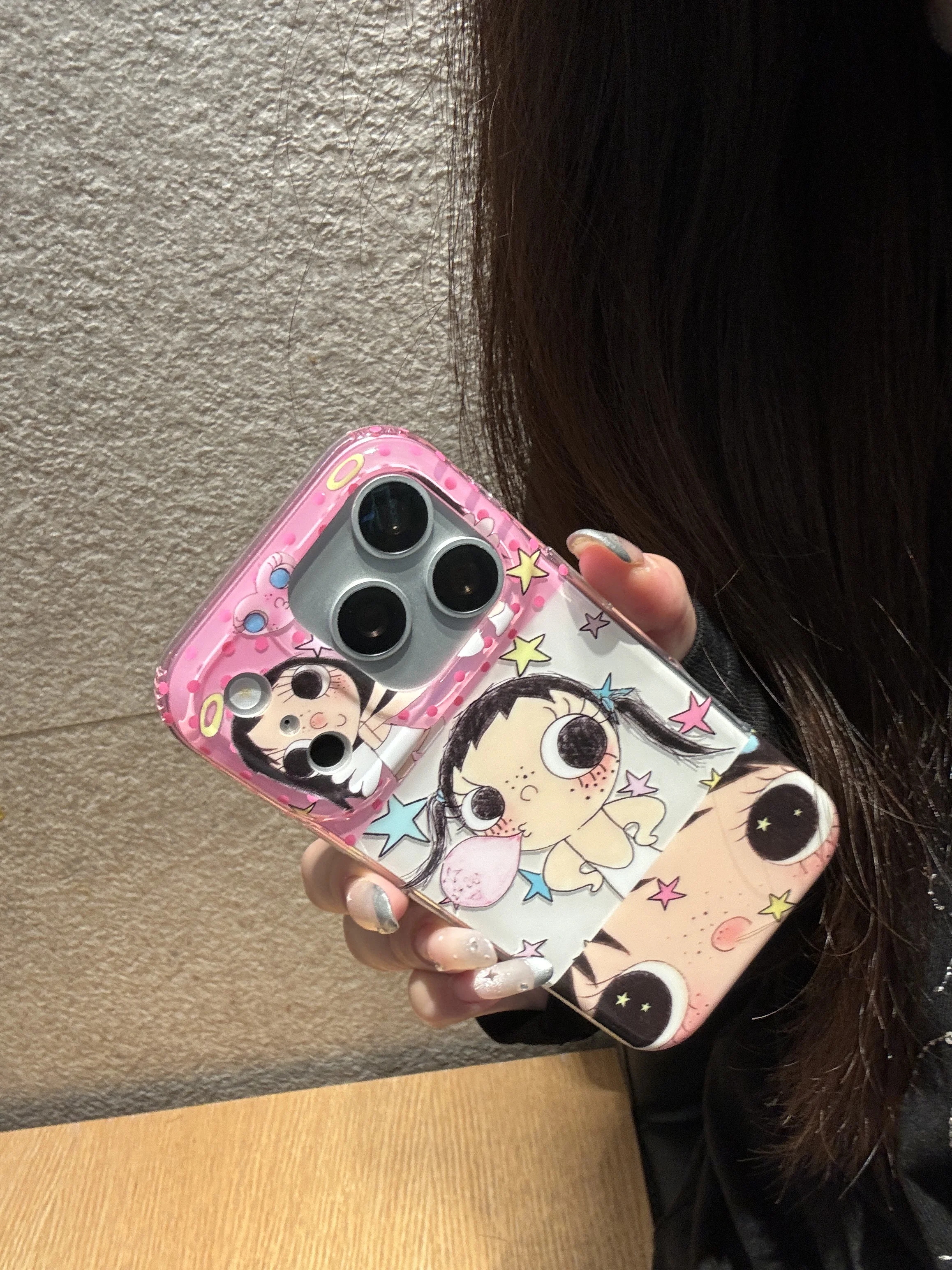 Creative Collage Cartoon Little Girl Phone Case For iPhone 17 16 15 14 Pro ProMax Fuuny Lovely Soft Shockproof Cover