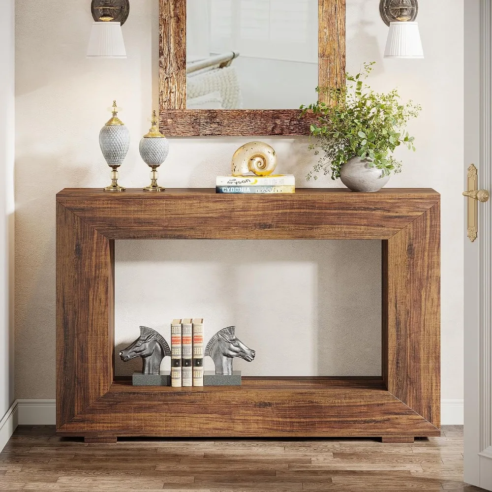 47 Inch Farmhouse Console Table with Storage for Entryway and Living Room view 3