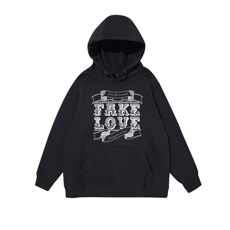  Jinhwan Fake Love Hoodie ex Oversized Fce Spring Autumn Winter Cotton Long Sve Crew Ne Commute Sle Korean V...