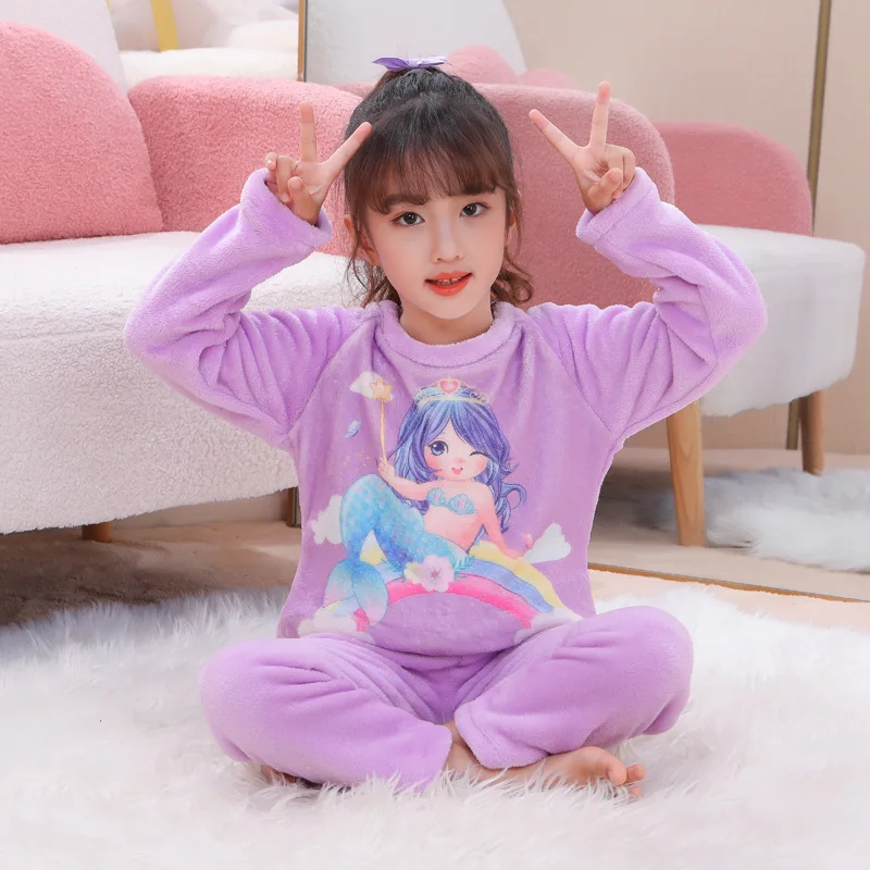 

Winter Children Set Pajama Girl Child House Clothing Loungewear Children's Pajamas Girls Clothes Sleepwear Robe Mother Kids