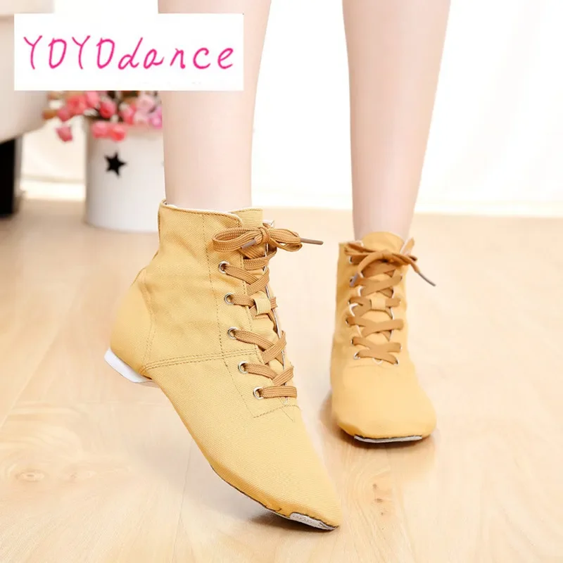 

Sales Women's Practice Dance Shoe Cancas Jazz Boots Black Red White Blue Camel Gold Silver Soft Sole for Practicing Men Shoes