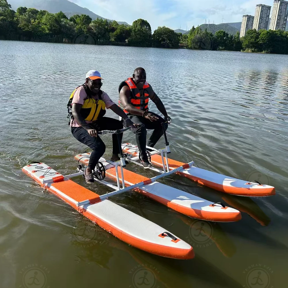 

Коммерческий портативный водный велосипед синего цвета, надувной, с доской для падлбординга, для озера, педальная лодка