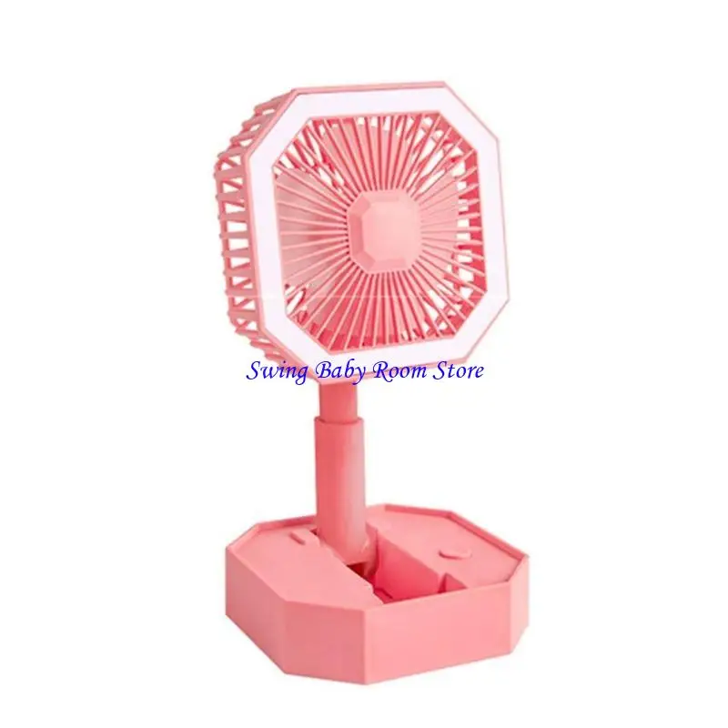 K1ad Desk Fan Fan مع مروحة محمولة مع Light Lamp 2 سرعات مروحة شخصية لمكتب منزل