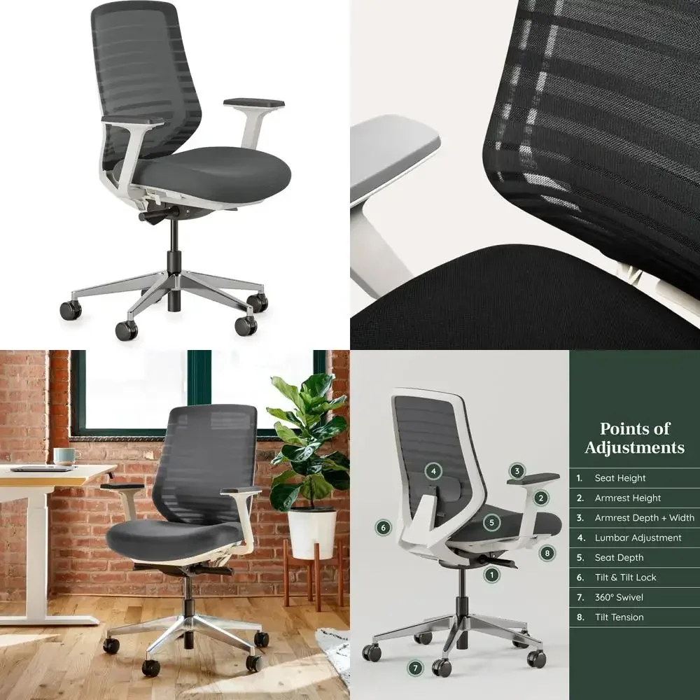 

Эргономичное кресло - офисное кресло с регулируемой поясничной поддержкой, дышащей сетчатой спинкой и плавными колесиками - Ощутите оптимальный комфорт