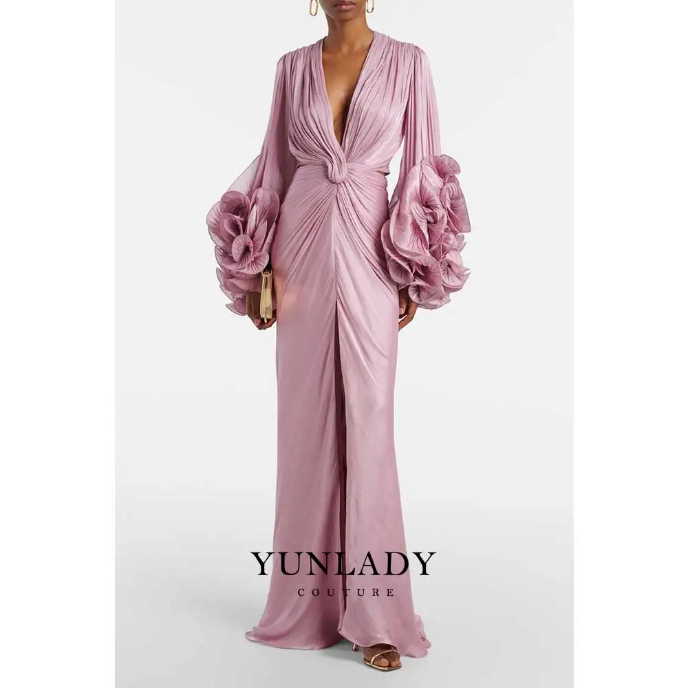 YUNLAN Luxury Sparkling Customized Draped Cake Dress Evening Dress Women Pleated Ruffled Tulle Tie Green Carpet Tail Ball Gown