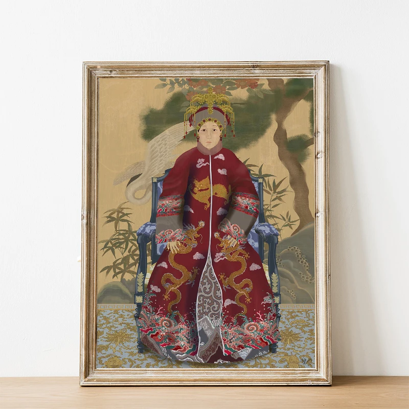 Chinese Ancestor Portrait Traditional Vintage Posters and Prints Canvas Printing Wall Art Picture for Living Room Home Decor