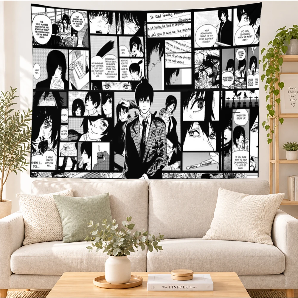 Comic Panel Collage Print Tapestry Aesthetic Anime Wall Tapestry Lightweight Fabric Backdrop for  Decoration Gift for Young