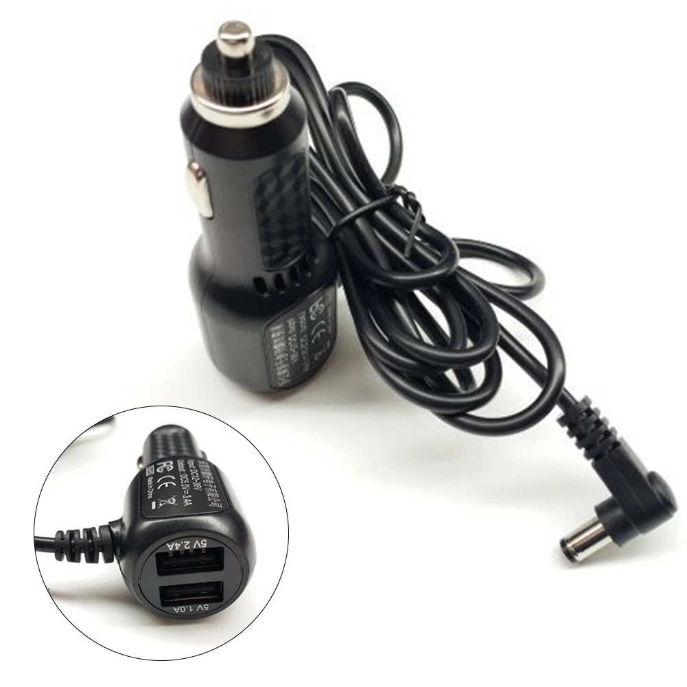 Car Adapter To DC5521 Cable 12V-24V Dual USB Car Charger Universal Black Charging Cable Car Cigarette Lighter Power Cord