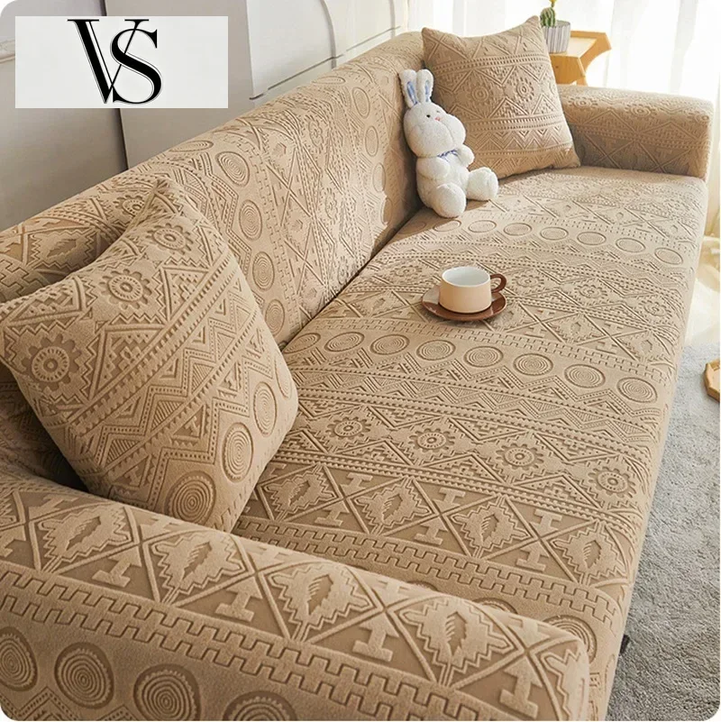 Cover Plush Thickened Dust-Proof Anti Cat Jacquard Scratching Velvet Elastic Sofa Cover Full Universal Package Living Sofa Room