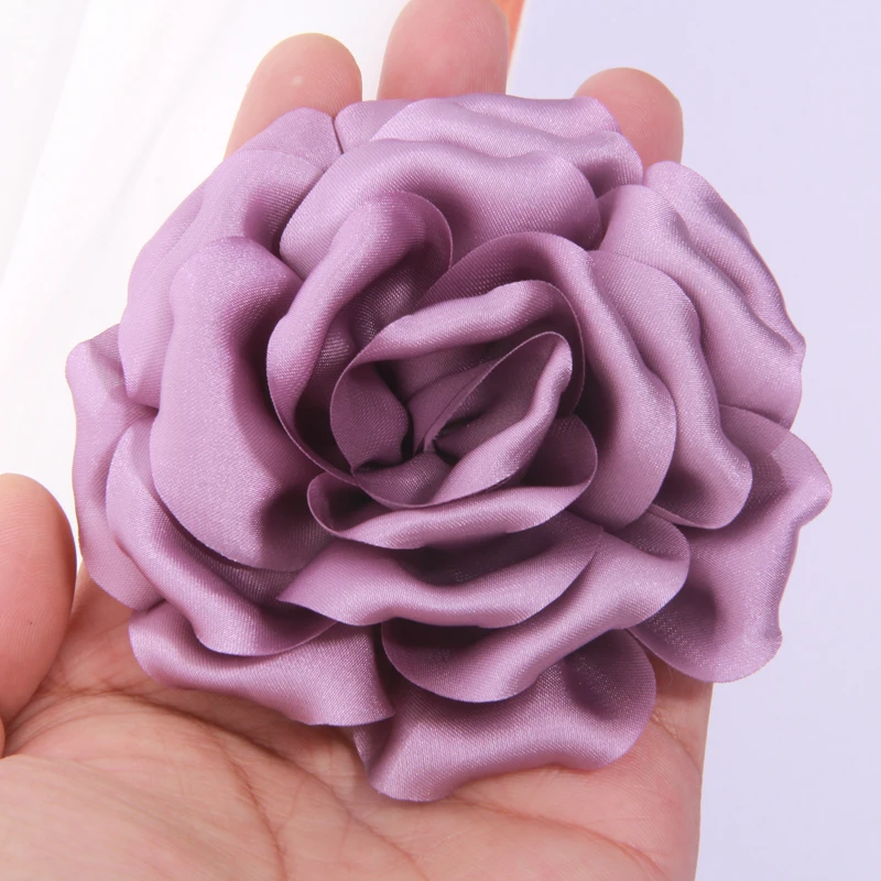 5Pcs 9cm Vintage Artificial Flowers Accessory For dresses DIY Silk Lace Fabric Floral For Women Party Brooch Hair Brooches Clips