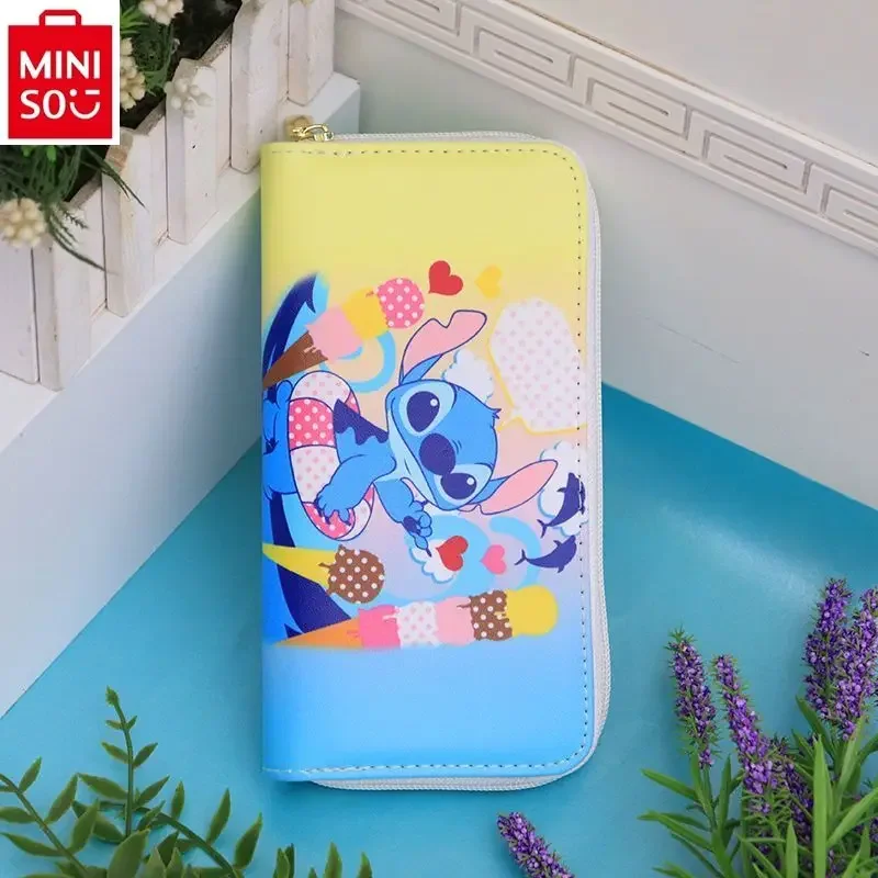 MINISO Disney Cartoon Stitch Long Wallet Student Multi Functional Large Capacity Card Bag Zero Wallet