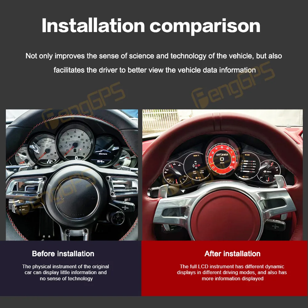12.3 inch For Porsche 911 2012-2019 Car LCD Digital Dashboard Cluster Instrument Panel Speedometer Virtual Cockpit Linux System