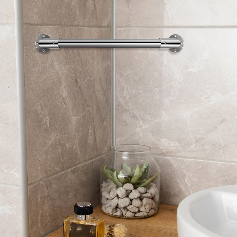 

2 Pcs Stainless Steel Cup Angled Clothes Rail Curtains Rods for Ceiling Mount 201 Bracket