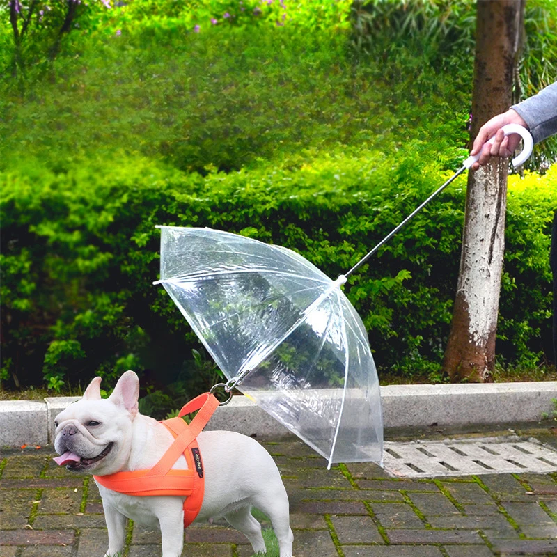 Pet Umbrella Rainproof Snowproof Dog Umbrella Leash for Small Dogs Steerable Adjustable Doggy Outdoor Umbrella