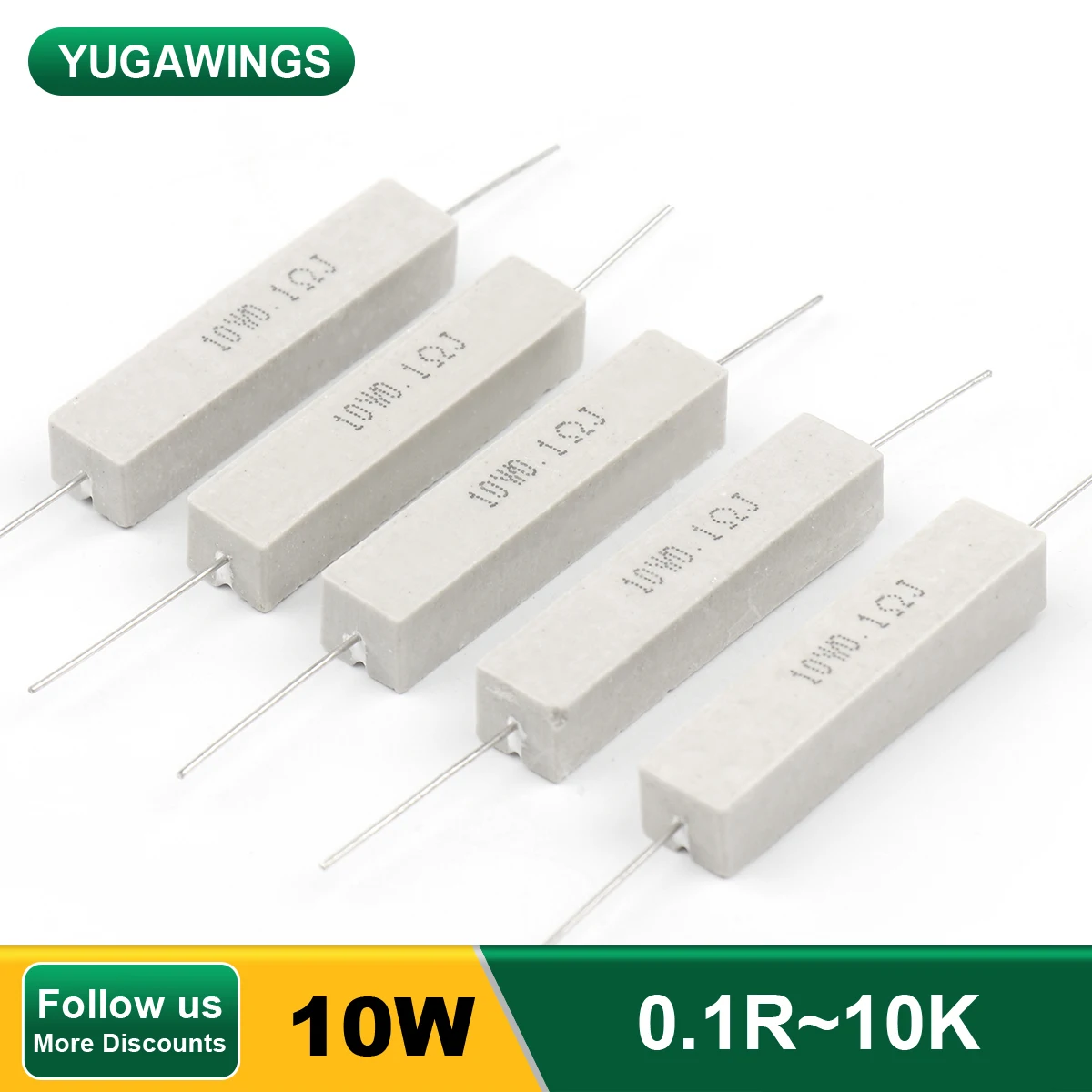 

10Pcs 10W Cerment Resistor 5% 0.1R~10K Ceramic Cerment Resistors 0.1R 0.15R 0.22R 0.25R 0.33R 0.47R 1R 1.5R 2.2R 1K 2K 3K ohm