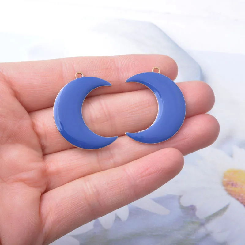 20 Stück Emaille Mond Charms Kupfer Öl tropfendes Ohr Anhänger DIY Schmuck Ohrring Halskette Zubehör – Detail 10