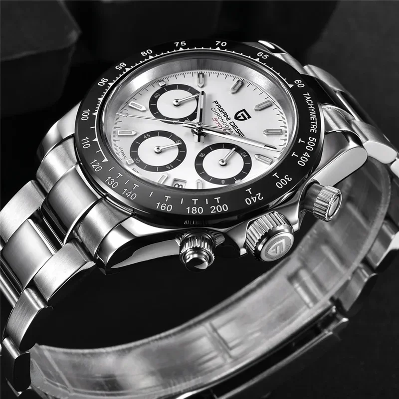 PAGANI DESIGN PD1644 Men's Sport Watch Quartz Chronograph Stainless Steel 100M Waterproof with Sapphire Glass VK63