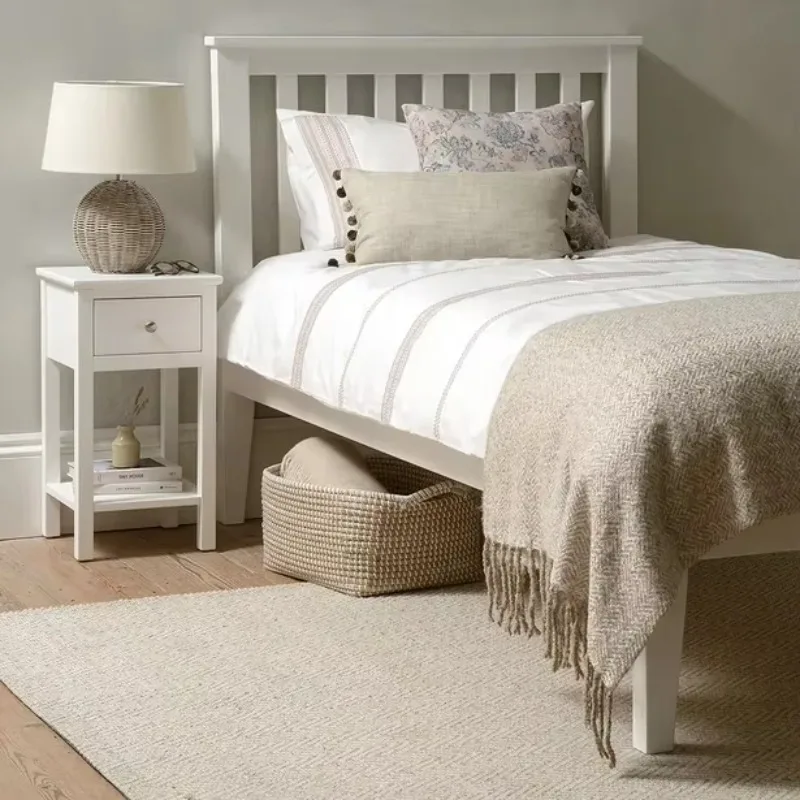Modern Pure White Oak Solid Wood Hand Carved Bunk Bed-Eco-Friendly & Durable Bedroom Furniture for Kids Children Twin