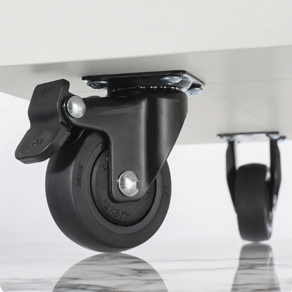 1-1.25-1.5-2 Inch Black Rubber Furniture Casters Universal Wheels Silent Wear-resistant Casters Baby Crib Brake Wheels